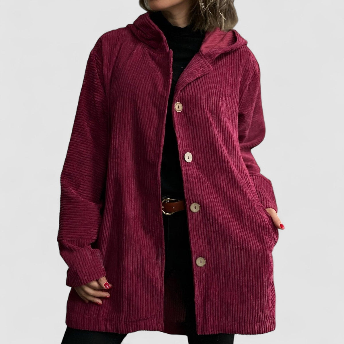 Stella - Cozy Corduroy Hooded Jacket