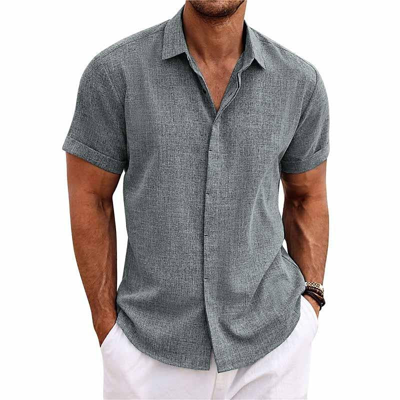 Men’s Short Sleeve Linen-Blend Shirt | Lightweight Summer Button-Down | Casual Warm-Weather Wear Canada