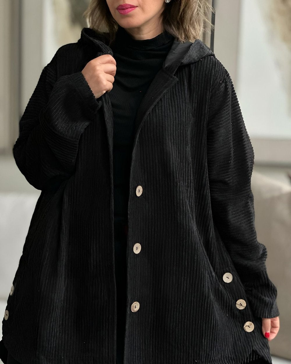 Stella - Cozy Corduroy Hooded Jacket