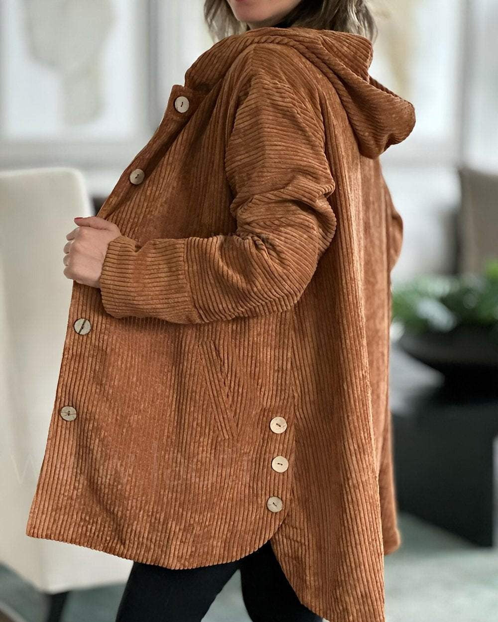 Stella - Cozy Corduroy Hooded Jacket