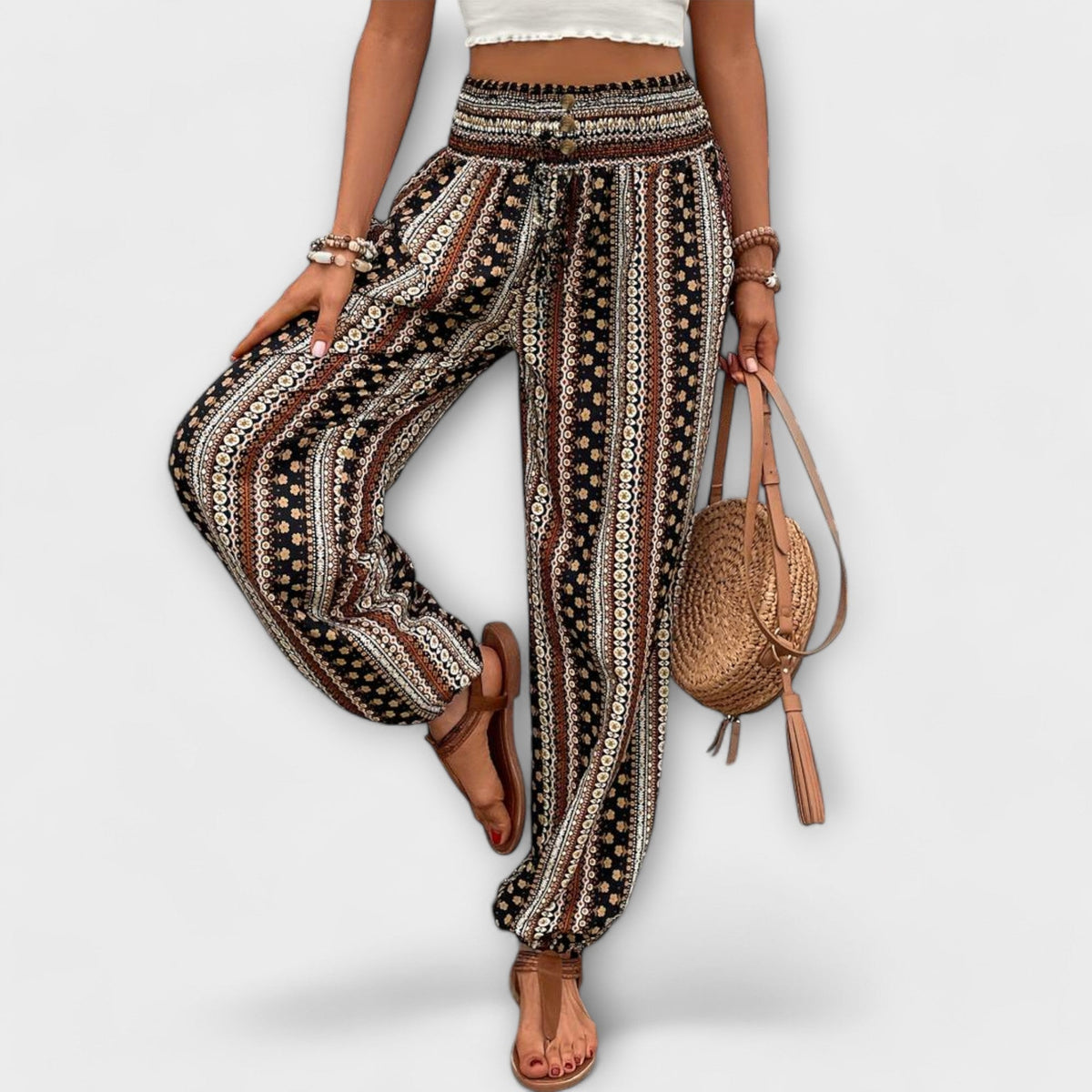 Vanessa | Trousers with Ethnic Graphic