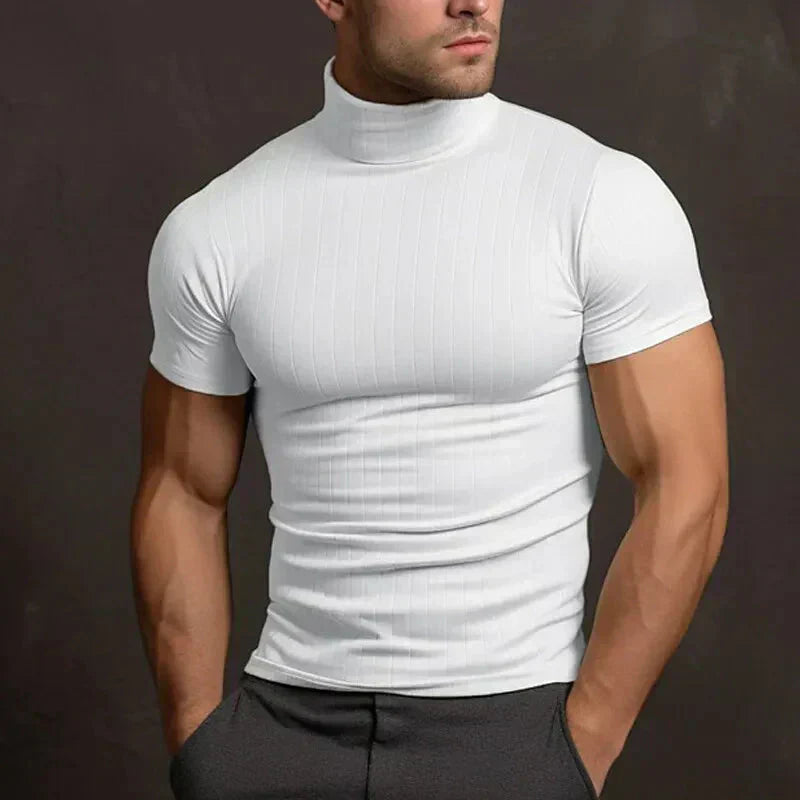 Men’s Short Sleeve Mock Neck Shirt | Slim Fit | Stretch Cotton