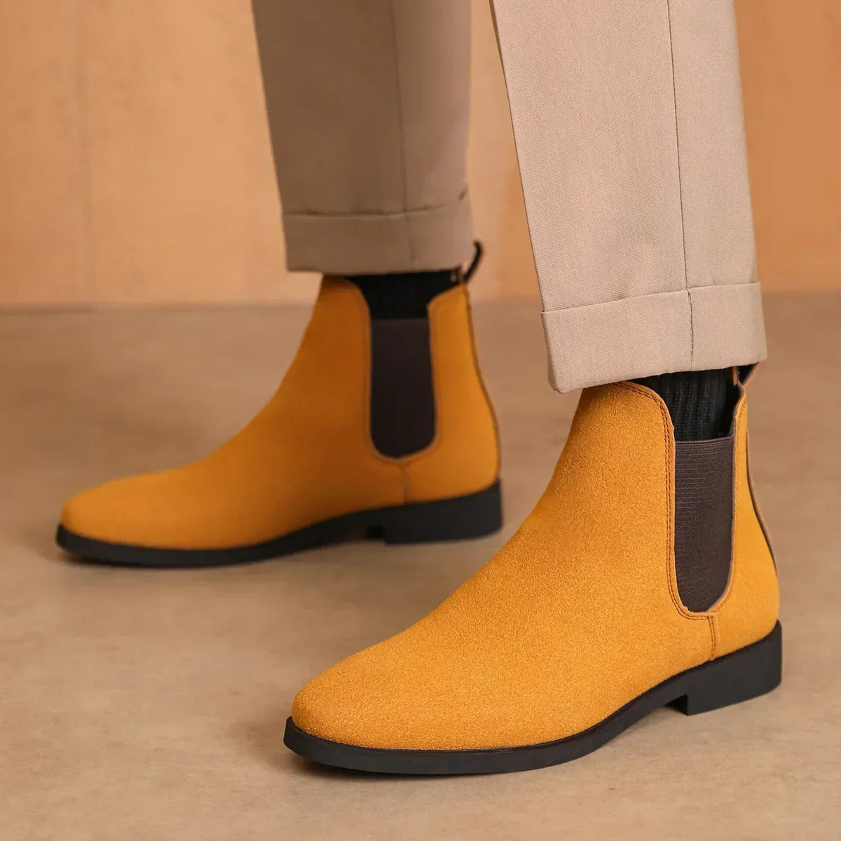 Men’s Chelsea Boots | Suede-Style Ankle Boot | Elastic Panel Slip-On Footwear