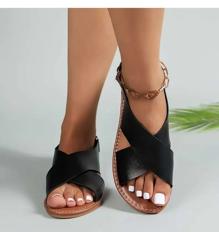 Alexa Leather Cross Sandals