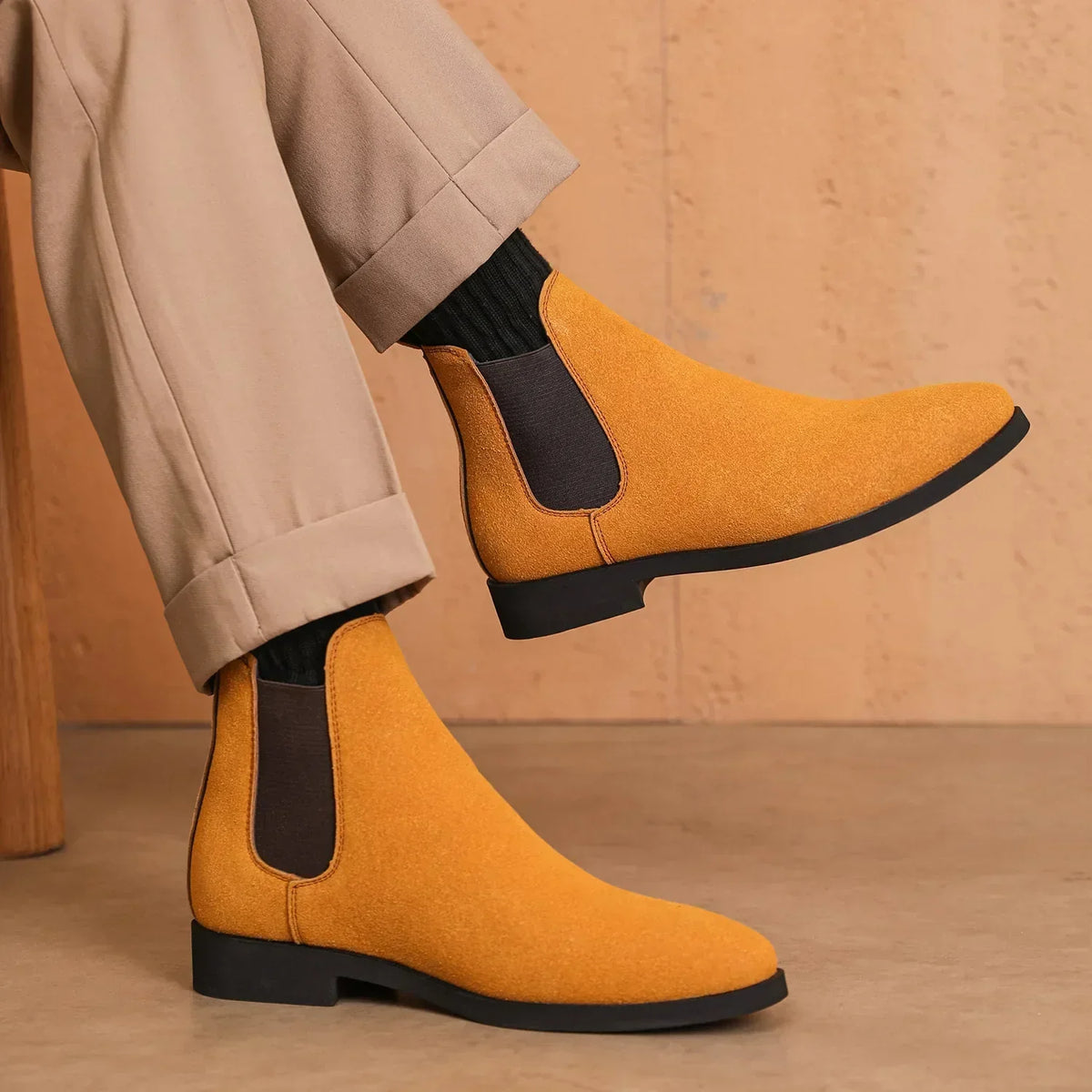 Men’s Chelsea Boots | Suede-Style Ankle Boot | Elastic Panel Slip-On Footwear