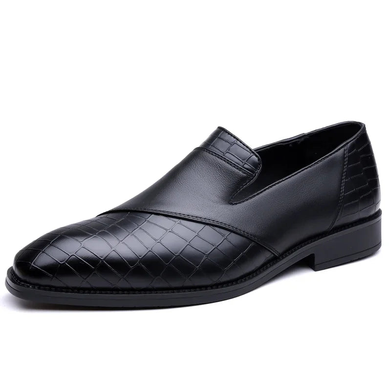 Embossed Leather Loafers | Slip-On Dress Shoes | Classic Formal Design