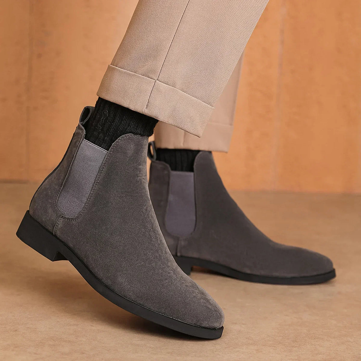 Men’s Chelsea Boots | Suede-Style Ankle Boot | Elastic Panel Slip-On Footwear