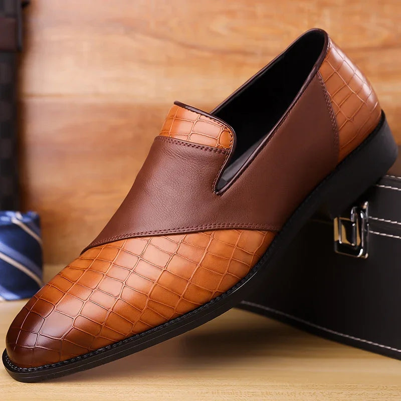 Embossed Leather Loafers | Slip-On Dress Shoes | Classic Formal Design