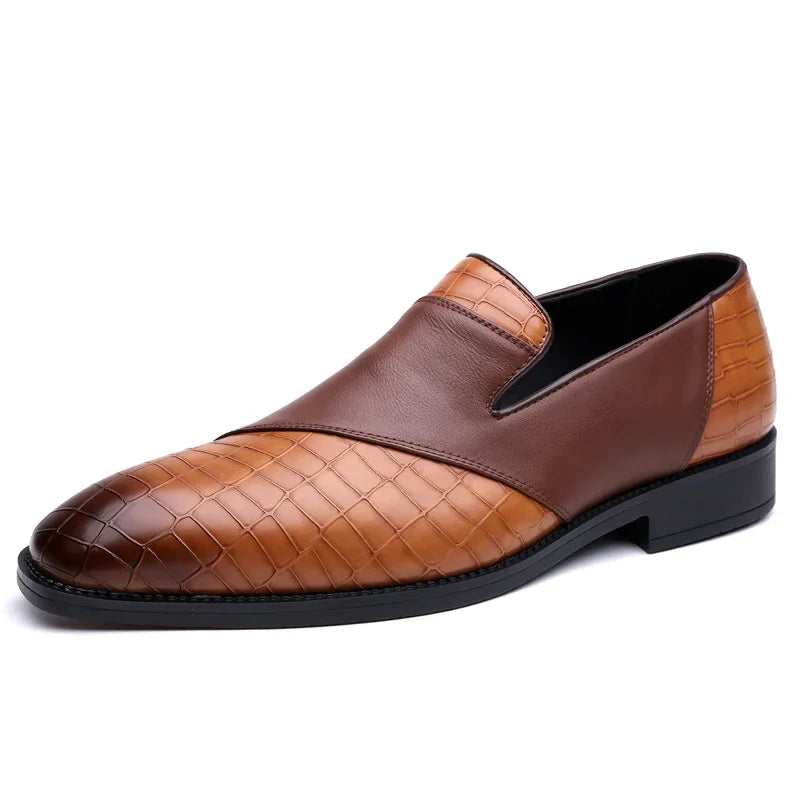 Embossed Leather Loafers | Slip-On Dress Shoes | Classic Formal Design
