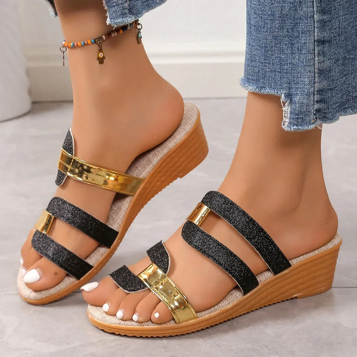 Soraya Stripe Glam Sandals