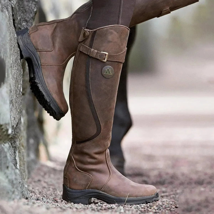 Women's Winter Waterproof Leather Riding Boots