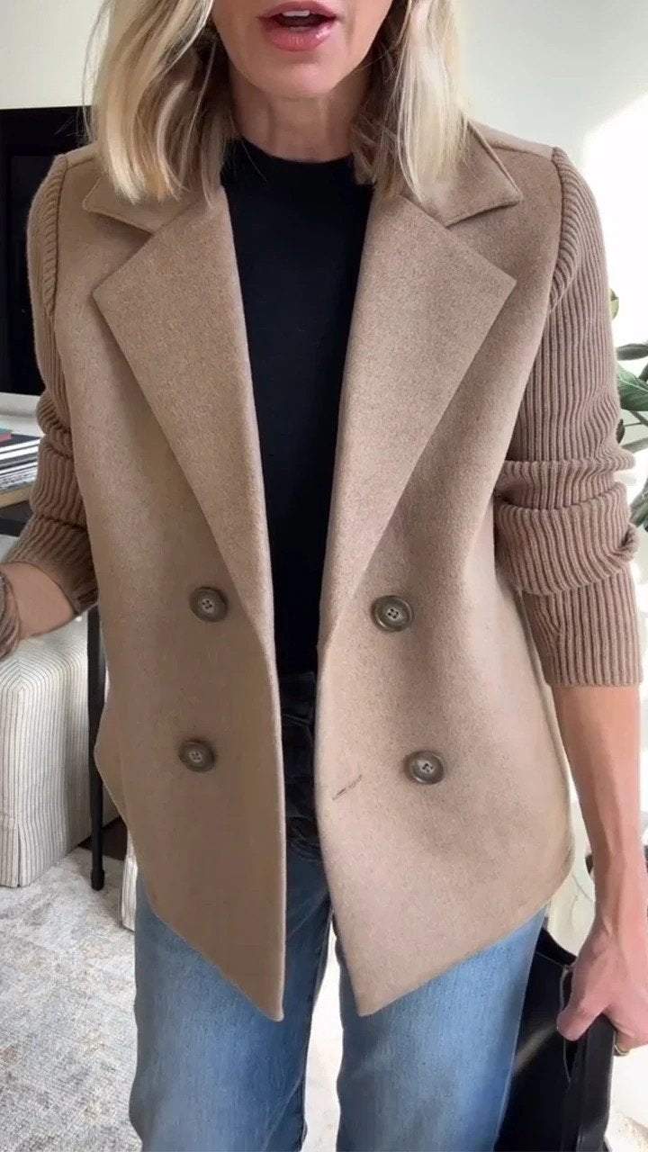 Leanor - Timeless Knit-Sleeve Blazer