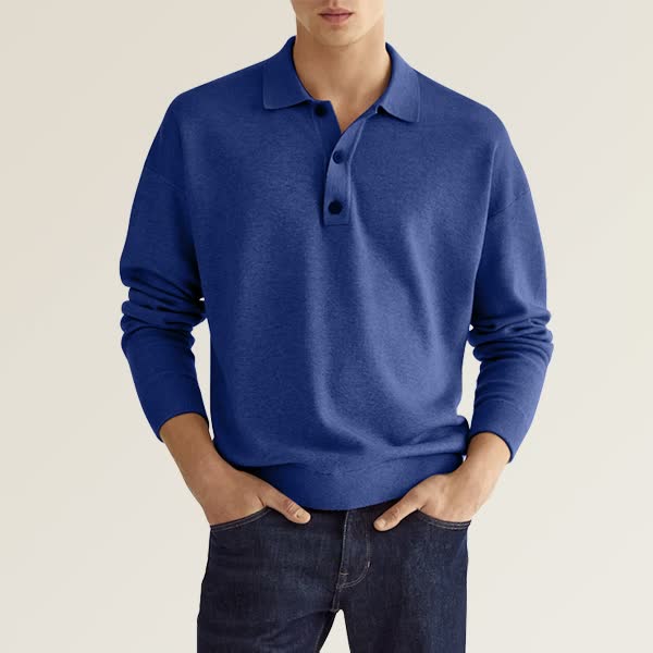 Men’s Long Sleeve Polo Shirt | Lightweight Knit | Smart-Casual Staple