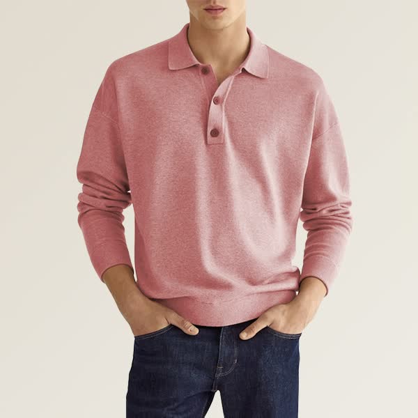 Men’s Long Sleeve Polo Shirt | Lightweight Knit | Smart-Casual Staple