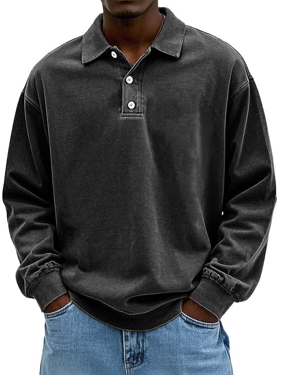 Men's Long Sleeve Polo Shirt | Relaxed Fit | Midweight Cotton Comfort