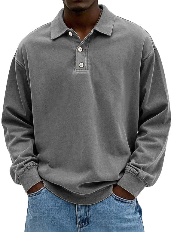 Men's Long Sleeve Polo Shirt | Relaxed Fit | Midweight Cotton Comfort